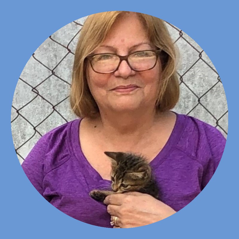 Raquel Malaret holding a rescued kitten